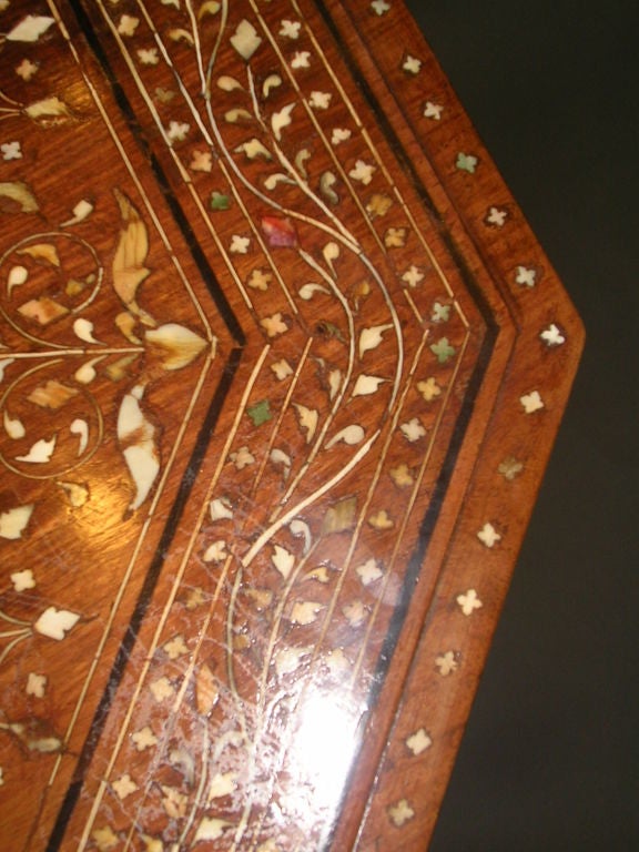 19th C Anglo-Indian Inlaid  Octagonal Table On Stand/Side Table 1