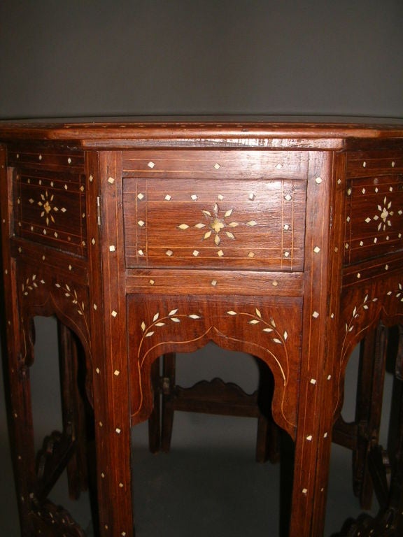 19th C Anglo-Indian Inlaid  Octagonal Table On Stand/Side Table 2