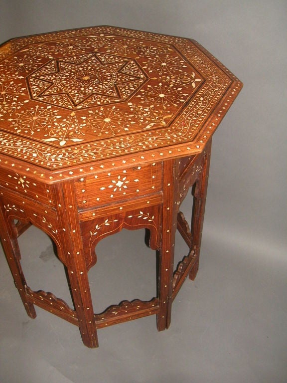 19th C Anglo-Indian Inlaid  Octagonal Table On Stand/Side Table 3
