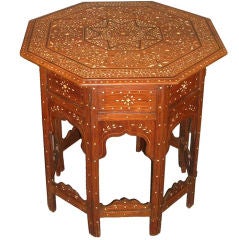 Antique 19th C Anglo-Indian Inlaid  Octagonal Table On Stand/Side Table