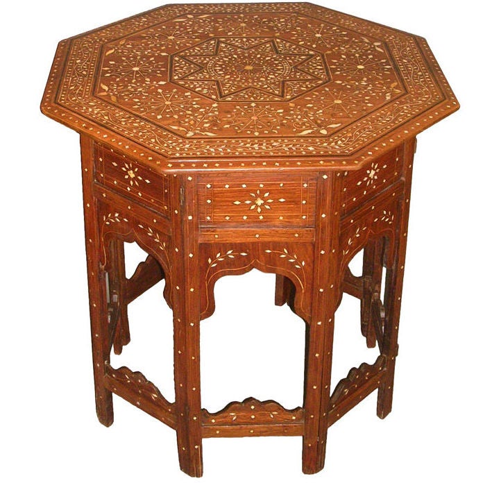 19th C Anglo-Indian Inlaid  Octagonal Table On Stand/Side Table