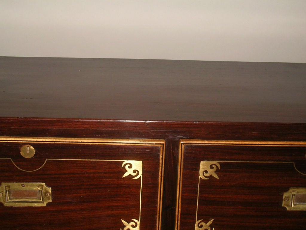 19C Anglo-Indian Rosewood, Brass & Satinwood Campaign Chest 3