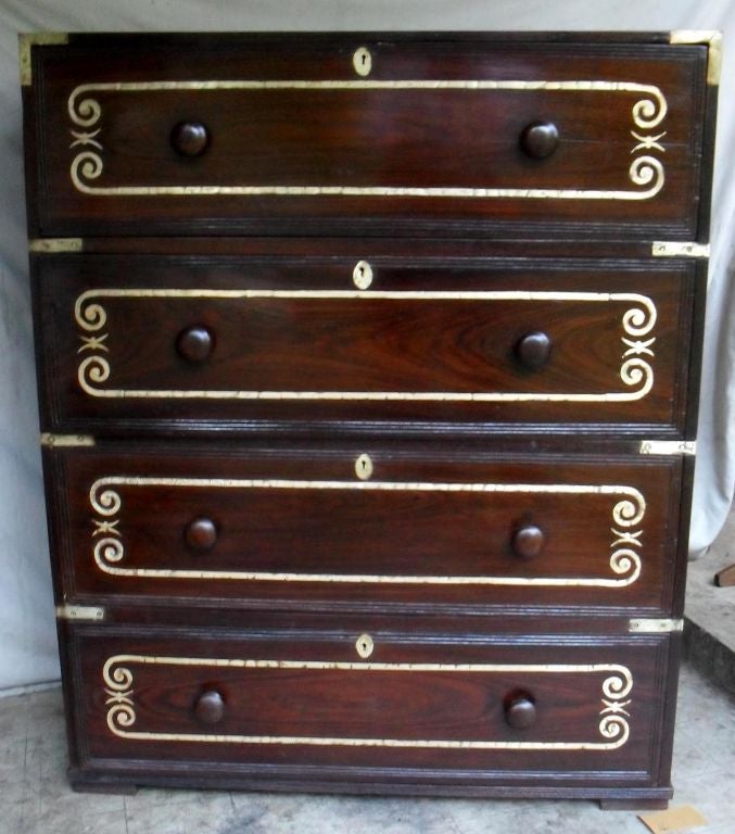 An Anglo-Indian Regency Brass Inlaid Chest Of Drawers 5