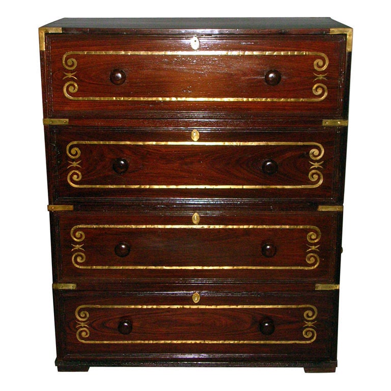 An Anglo-Indian Regency Brass Inlaid Chest Of Drawers