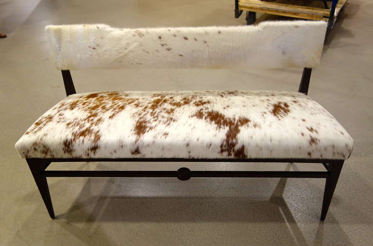 cowhide bench with back