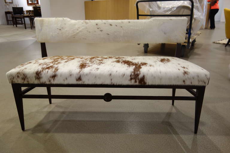 Mid Century Modern Italian Cowhide Upholstered Settee Or Bench At
