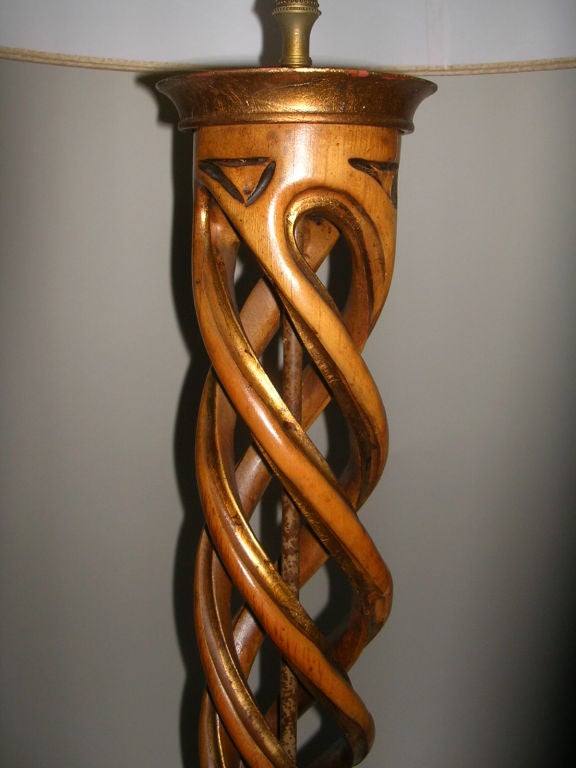 American James Mont Style 1950s Carved Helix Table Lamp For Sale
