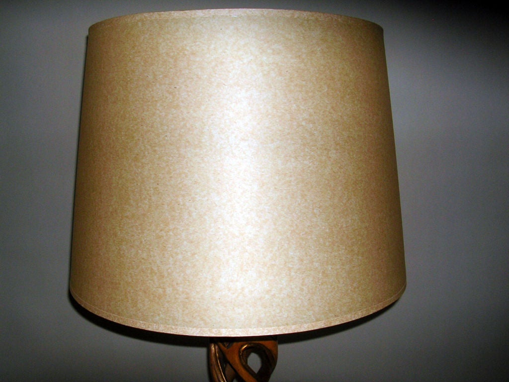 Mid-20th Century James Mont Style 1950s Carved Helix Table Lamp For Sale