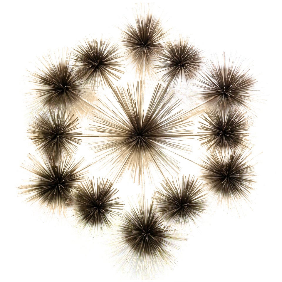 Mid-Century Signed & Date Curtis Jere Brass Pom-Pom Wall Sculpture