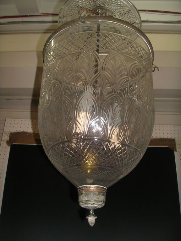Glass 19th C Anglo-Indian Large  Bell Jar Lantern
