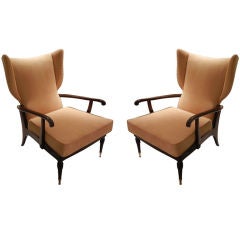 Vintage Pair of Italian Mid-Century Reclining Lounge Chairs by  "Camea"