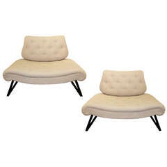 Pair of Mid-Century Grosfeld House Slipper Chairs/Settees 6
