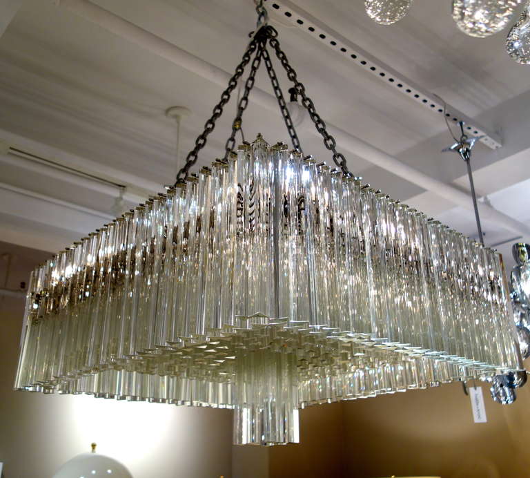 An Italian Mid-Century 32 inch square  Chandelier by Venini
with Triedo 11.5
