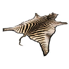 A Brown Striped African Zebra  Hide Felted Rug