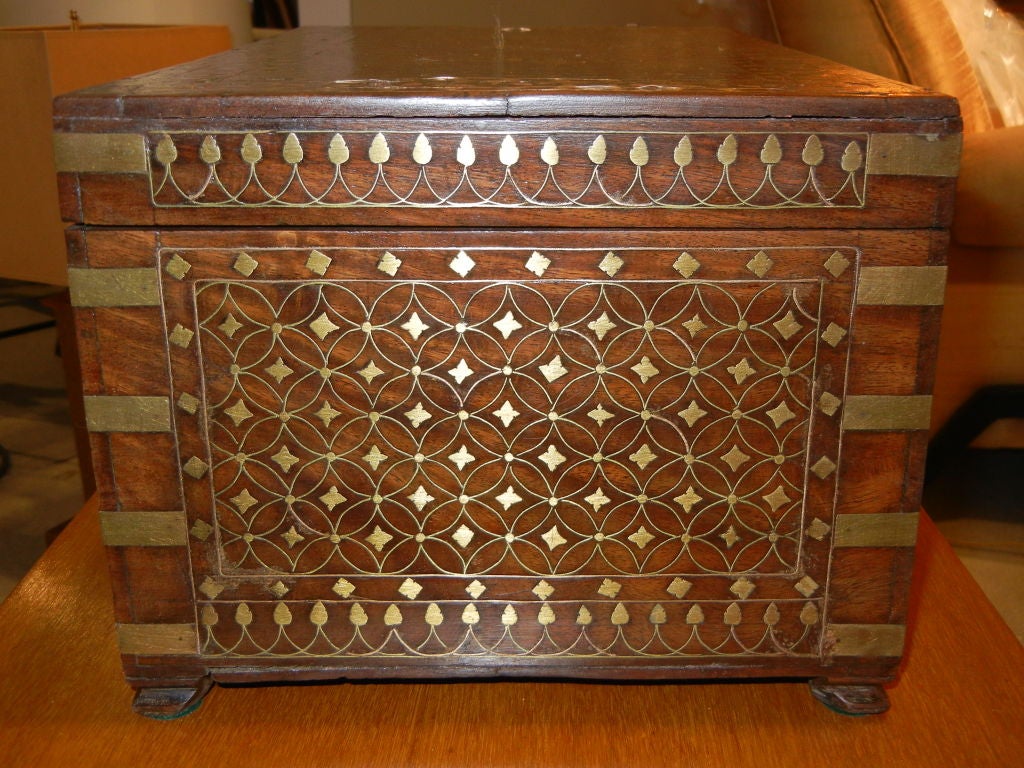 19th Century Anglo-Indian Brass And Copper Inlaid Box 3