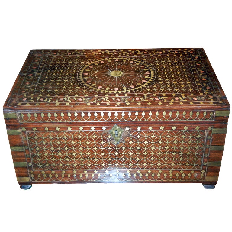 19th Century Anglo-Indian Brass And Copper Inlaid Box