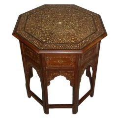 19th C Anglo-Indian Inlaid Octagonal End/SideTable On Stand
