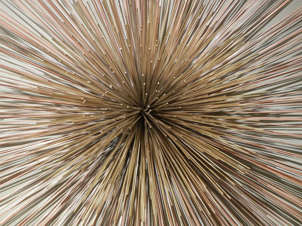 20th Century Signed Curtis Jere Mutl-Toned Starburst Metal Wall Sculpture