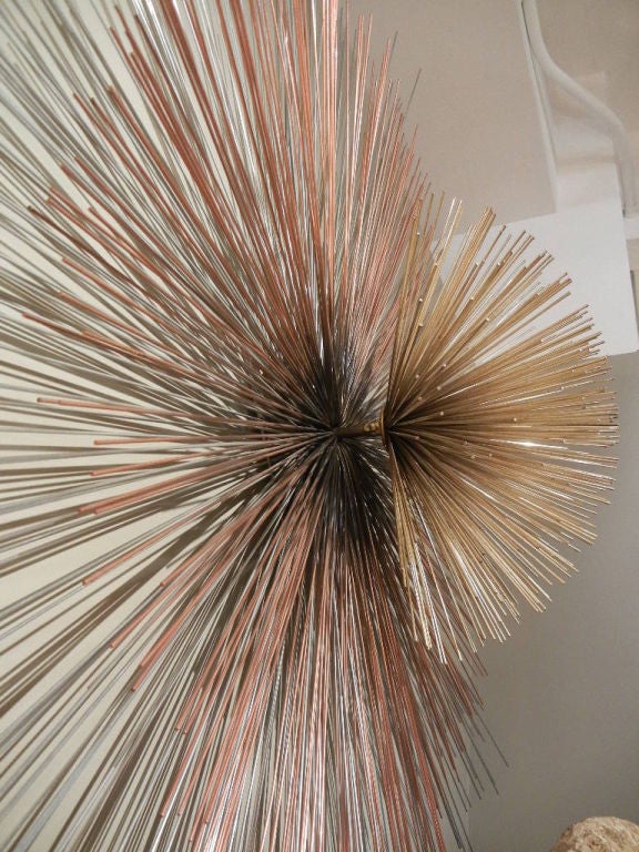Steel Signed Curtis Jere Mutl-Toned Starburst Metal Wall Sculpture