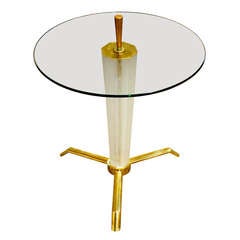 A MId-Century Italian Fluted Murano Glass Tripod Side/End Table