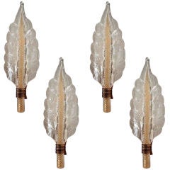 Two Pairs Of Murano 20" Glass Sonces By Barovier