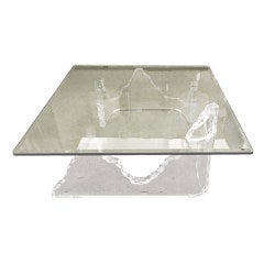 Vintage Lucite and Glass "Iceberg" 48" Rectangular Coffee Table