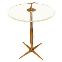 Mid-Century Italian Brass Side/End Table With Lucite Top