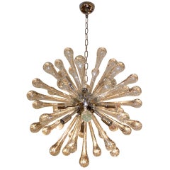 Italian Murano Glass & Chrome Sputnik Chandelier, Pair Available