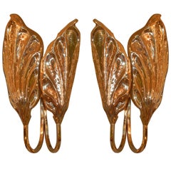 Pair Of Mid-Century Italian Brass Sconces By Tomasso Barbi