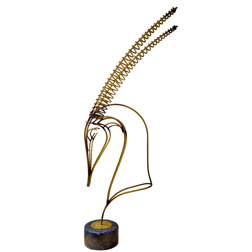 Curtis Jere 39" Brass Gazelle Tabletop Sculpture