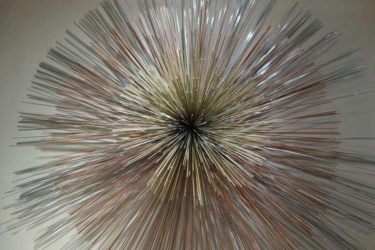 Mid-Century Modern Signed Curtis Jere Multi-Toned Metal Starburst Wall Sculpture