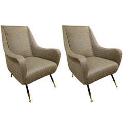 Pair of Mid-Century Italian Lounge/Armchairs Chairs