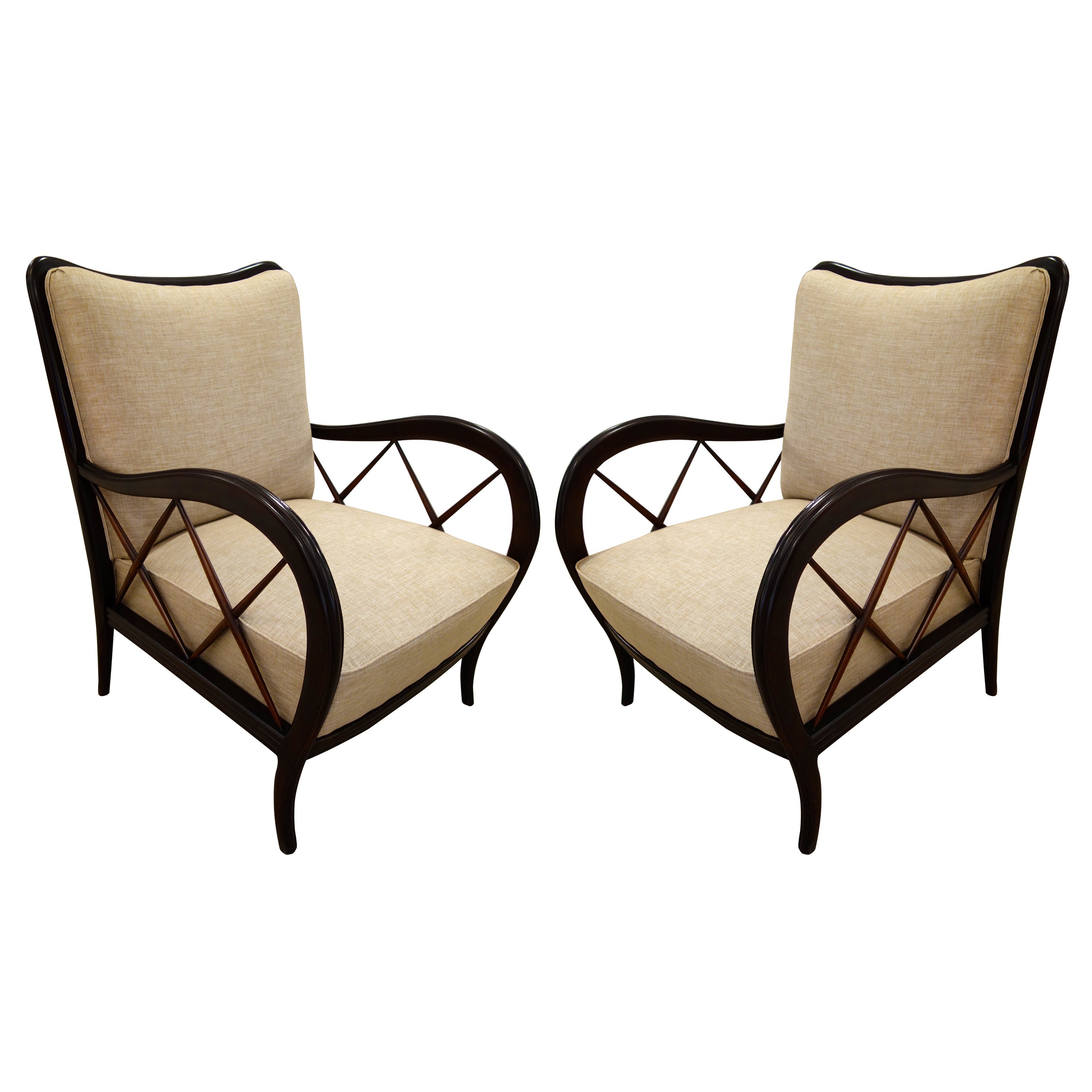 Pair of Italian Mid-Century Paolo Buffa Style Armchairs