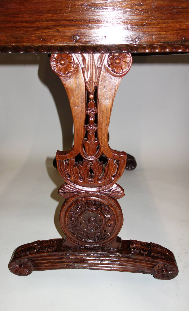 19th Century Anglo-Indian Carved Rosewood Desk or Sofa Table In Good Condition For Sale In New York, NY