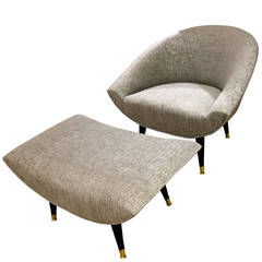 Used Mid-Century Modern Sculptural Chair and Ottoman Attributed to Adrian Pearsall