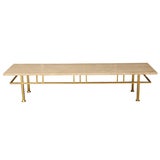 Mid-Century Travertine & Brass Cocktail/Coffee Table By Harvey Probber