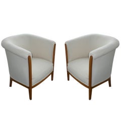 Pair Of Deco Barrel Arm Chairs