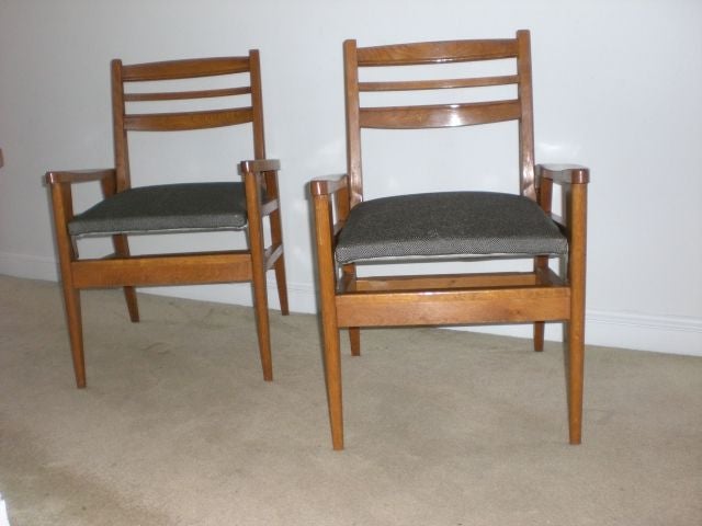 Wood Pair Of Unusual Adjustable Arm Chairs For Sale