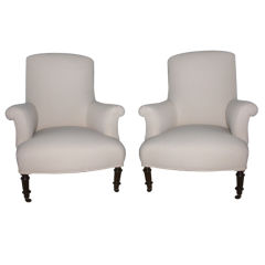 Pair Of Napoleon Iii High Back Arm Chairs