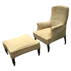 NAPOLEON lll ARM CHAIR WITH OTTOMAN