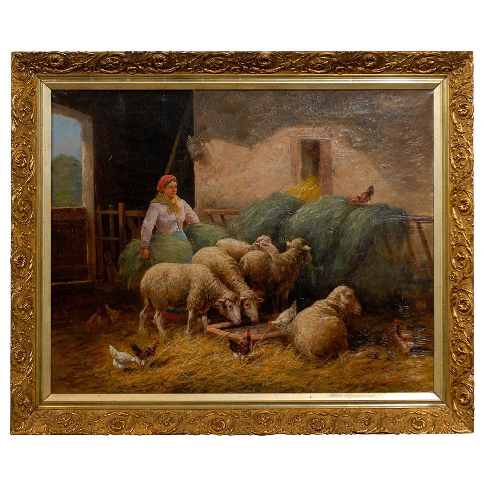 19th Century Barnyard Scene - French
