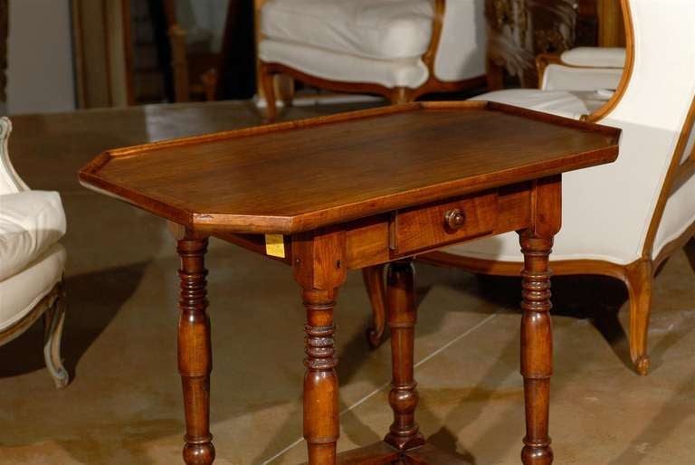 Wood 17th Century French Walnut Cabaret Table with One Drawer