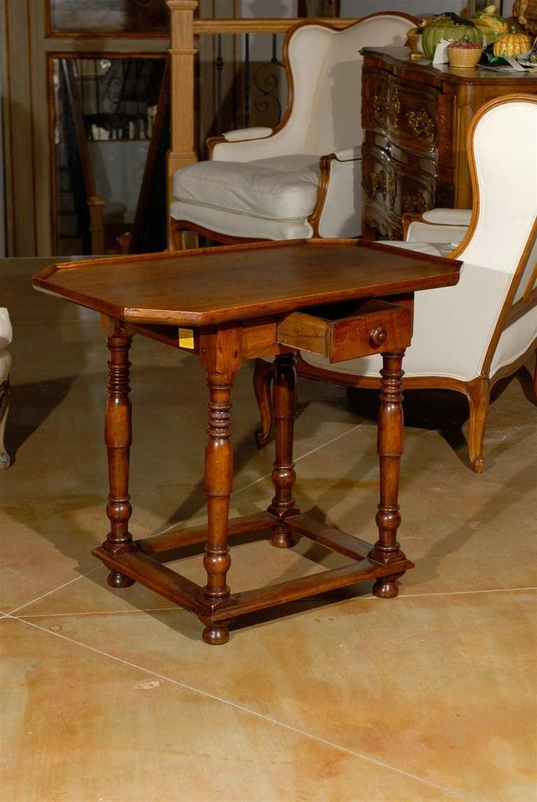 17th Century French Walnut Cabaret Table with One Drawer 1