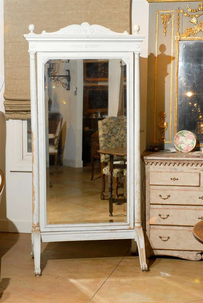 French Painted Louis XVI Cheval Mirror