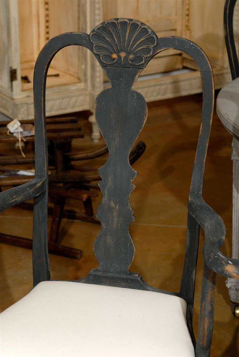 Set of Eight Swedish Rococo Revival Dining Chairs with Carved Splats, circa 1860 2
