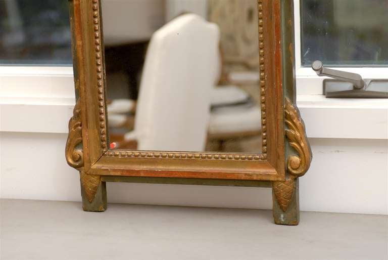 Louis XV 1760s Painted, Gilt and Carved Accent Mirror w/ Grisaille Harbor Scene For Sale 1