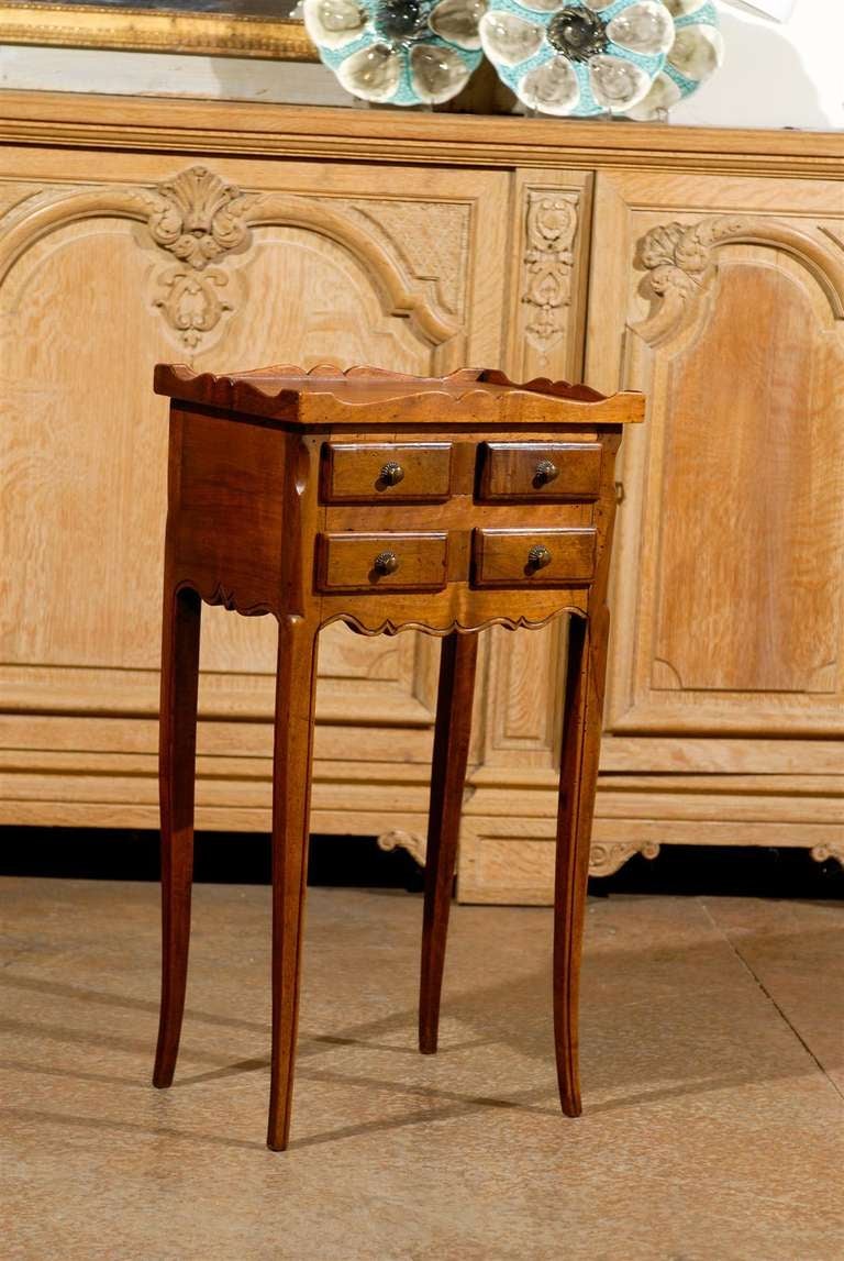 18th Century French Chevet Table with Four Drawers- Walnut. Please Note This Item is an Antique and is One of a Kind. Also, 