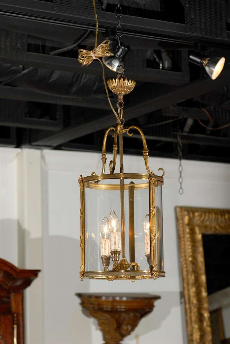 Bronze Louis XVI Style Lantern In Excellent Condition In Atlanta, GA