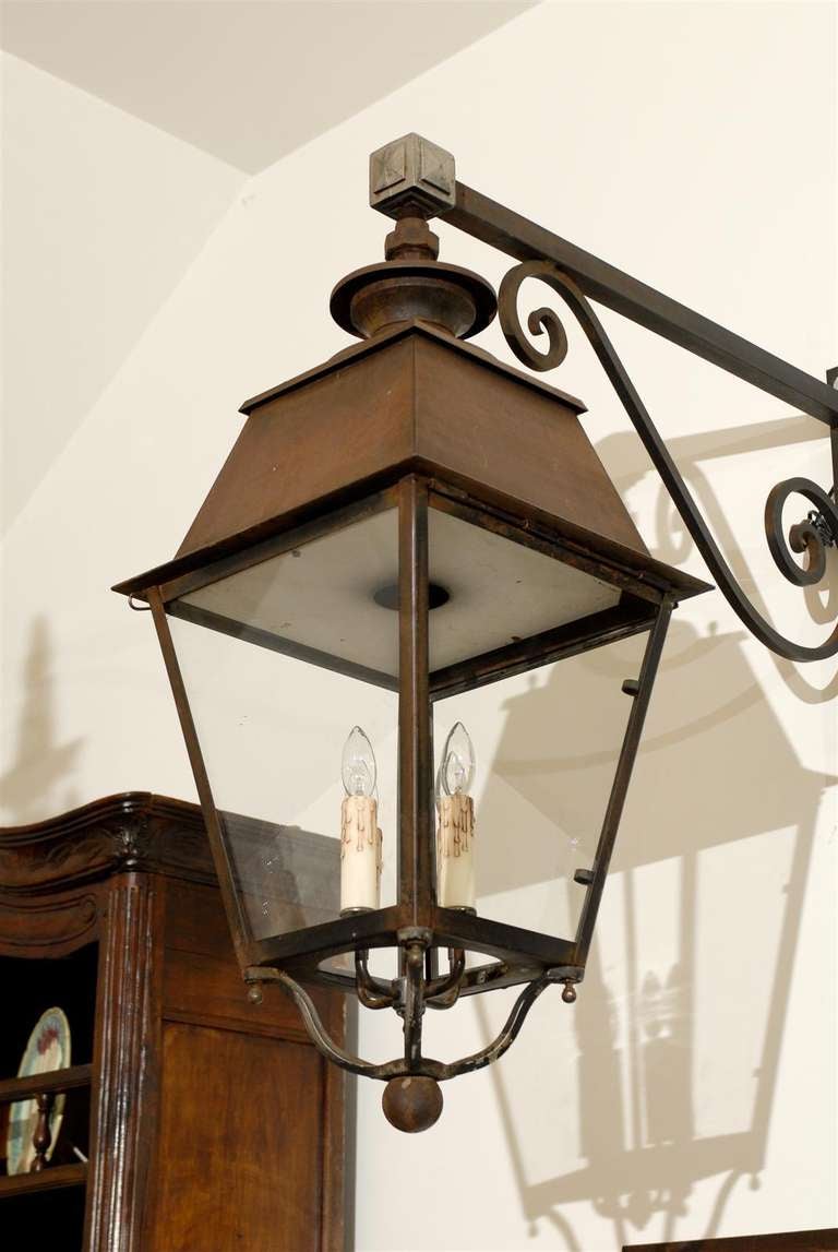 Pair of 19th Century French Wall Lanterns. Please Note These Items are Antiques and are Two of a Kind. 