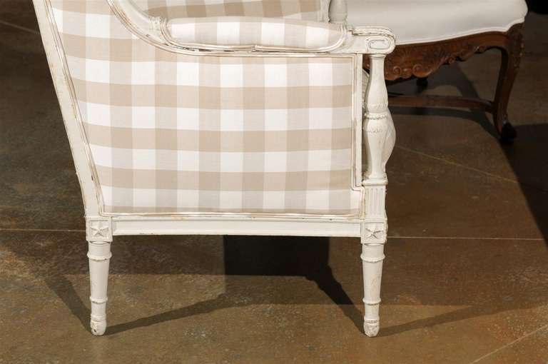 Pair of Painted French Wing Chairs 4